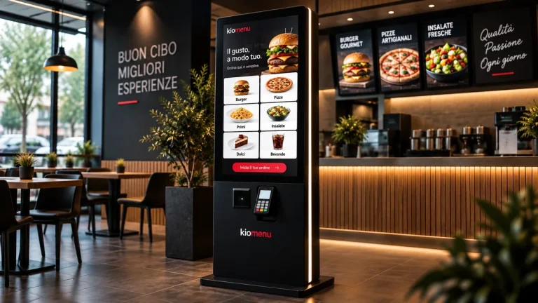 Totem KioMenu per ordinazione self-service in un locale food