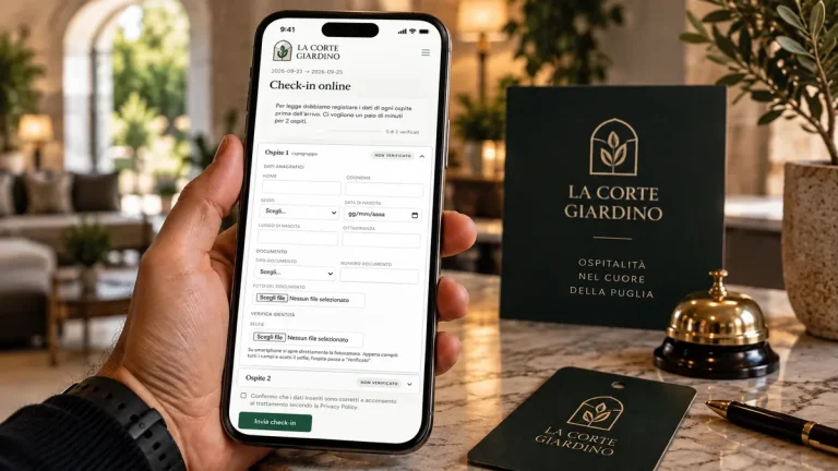 Check-in online da smartphone alla reception, plugin SocialFusion Check-in, ambiente demo