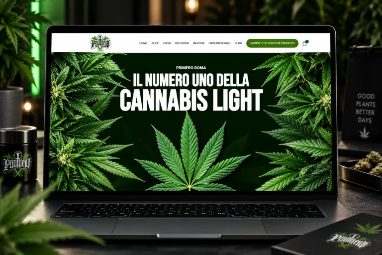 Homepage e-commerce di Primero Roma, negozio di cannabis light
